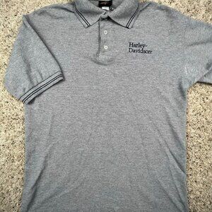Harley Davidson Mens Grey Short Sleeve Polo Shirt Medium Las Vegas Cotton Blend